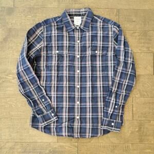 Fossil 54 Lineup Long Sleeve Collared Buttons Down Shirt Blue Mens Size M